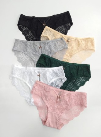 Majtki z bawełny i koronki Emma 