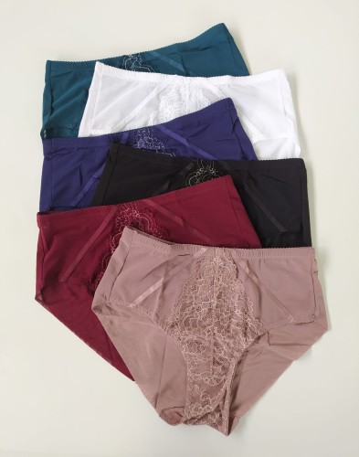 Majtki duże rozmiary z siateczkowymi elementami i koronką Nahara