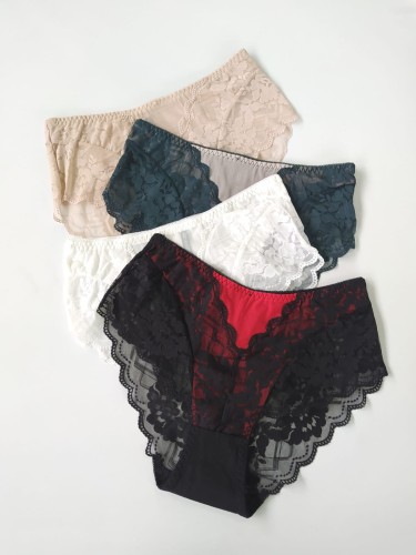 Majtki bawełniane z koronkowym obszyciem wysoki stan Karen