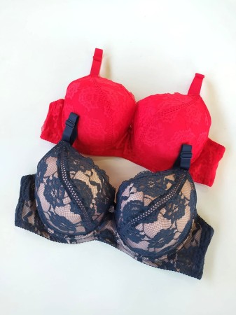 Biustonosz miseczka D koronkowy na 3 haftki Rin