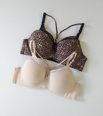 Biustonosz miseczka B gładkie z paseczkami Ada